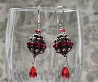 Swarovski Crystal Filigree Encrusted Orange and Peach Earrings in Sterling Silver