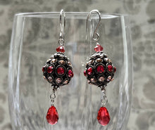 Load image into Gallery viewer, Swarovski Crystal Filigree Encrusted Orange and Peach Earrings in Sterling Silver
