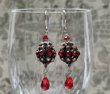 Load image into Gallery viewer, Swarovski Crystal Filigree Encrusted Orange and Peach Earrings in Sterling Silver
