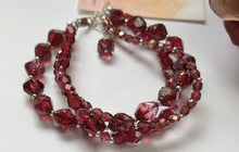 Load image into Gallery viewer, Czech Glass Multi-Strand Cabernet Bracelet in Sterling Silver
