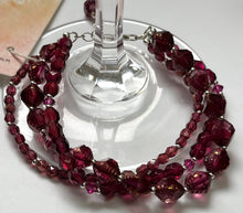 Load image into Gallery viewer, Czech Glass Multi-Strand Cabernet Bracelet in Sterling Silver
