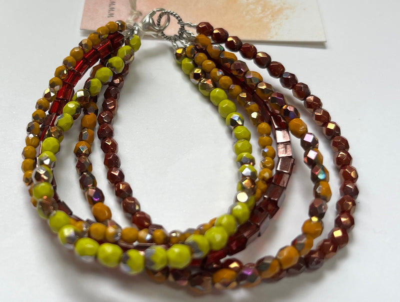 Czech Glass Multi-Strand African-Inspired Bracelet in Sterling Silver - SPECIAL PRICE!