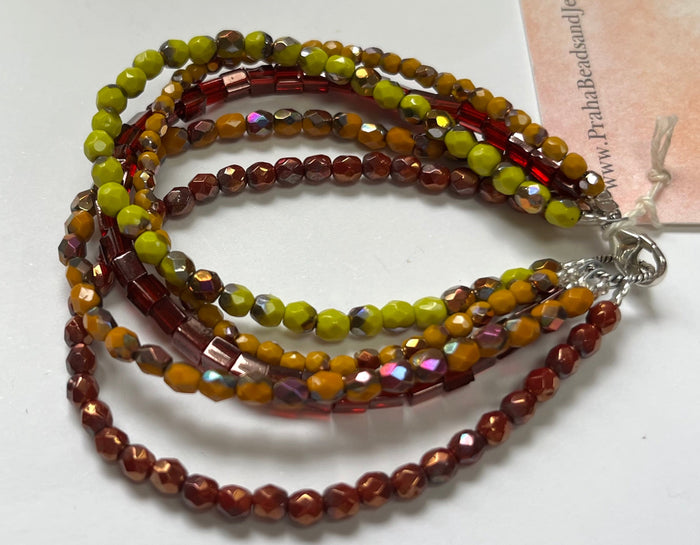 Czech Glass Multi-Strand African-Inspired Bracelet in Sterling Silver - SPECIAL PRICE!