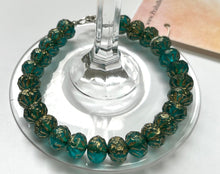 Load image into Gallery viewer, Czech Glass Teal and Gold Bracelet in Sterling Silver
