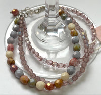 Czech Glass Multi-Strand Bracelet of Pastel Hues in Sterling Silver