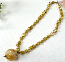 Load image into Gallery viewer, Round Yellow Murano Glass and Pearl Necklace in Sterling Silver
