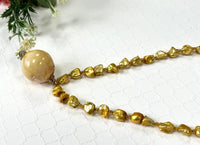 Round Yellow Murano Glass and Pearl Necklace in Sterling Silver