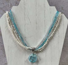 Load image into Gallery viewer, Multi-Strand Caribbean Blue Murano Glass Pendant in Sterling Silver
