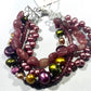 4-Strand Pink Tourmaline and Freshwater Pearl Bracelet in Sterling Silver