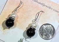 Garnet and Freshwater Pearl Earrings in Sterling Silver