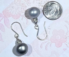 Load image into Gallery viewer, Large Grey Freshwater Pearl Earrings in Sterling Silver SPECIAL PRICE
