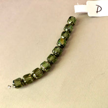 Load image into Gallery viewer, Barrel Antique Green Cathedral Beads
