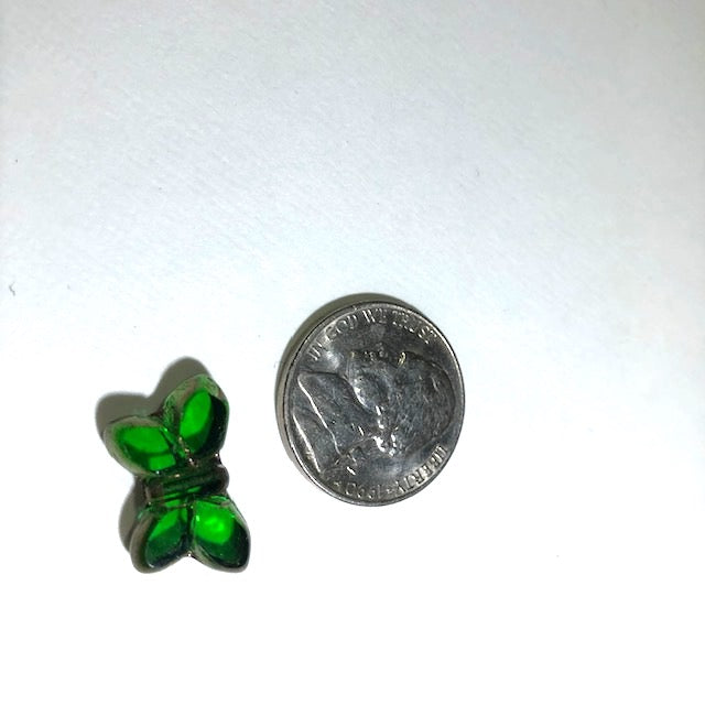 Czech Green Butterfly Table Cut Glass Beads