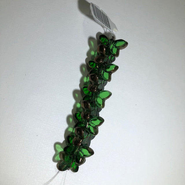 Czech Green Butterfly Table Cut Glass Beads