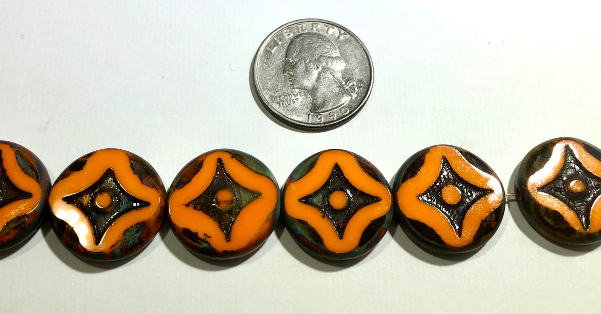 Large Coin Beads, Various Colors, Czech 20MM