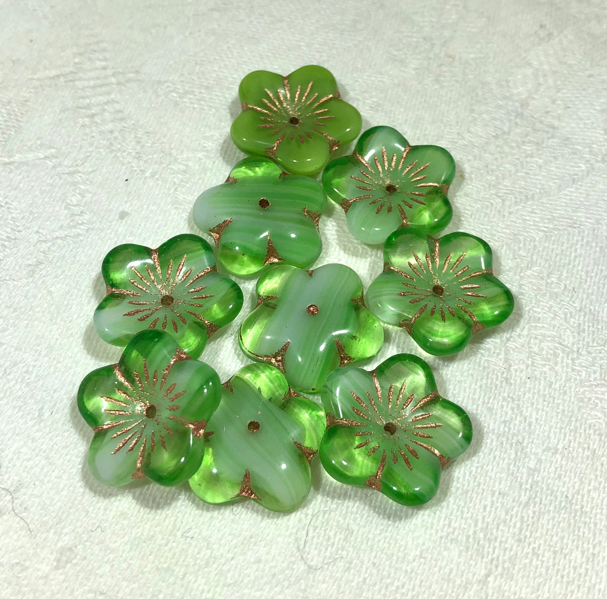 Puffed Flower Beads, Various Colors, Czech 15MM