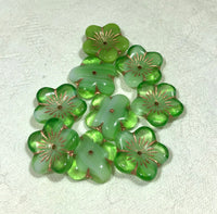 Puffed Flower Beads, Various Colors, Czech 15MM