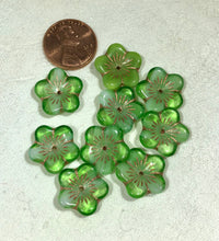 Puffed Flower Beads, Various Colors, Czech 15MM