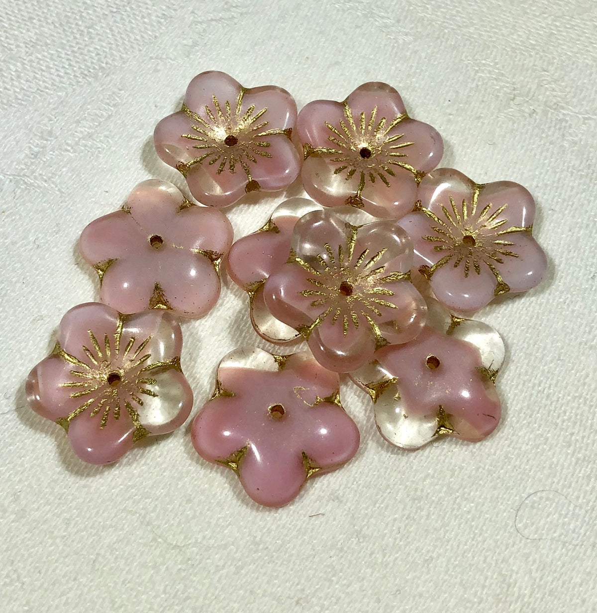 Puffed Flower Beads, Various Colors, Czech 15MM