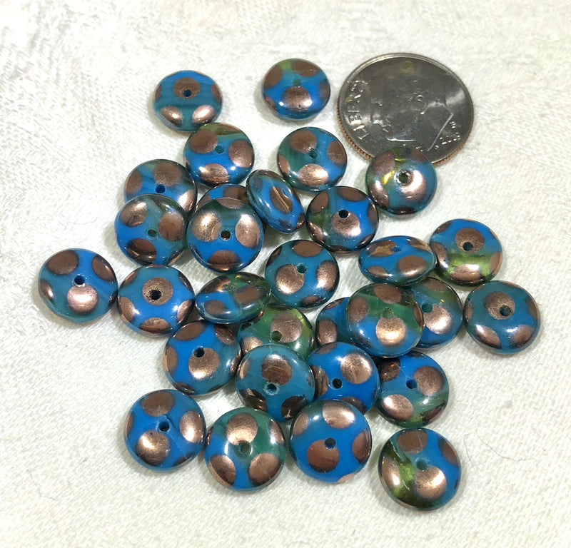 Small Glass Coin Beads, Various Colors, Czech 6MM