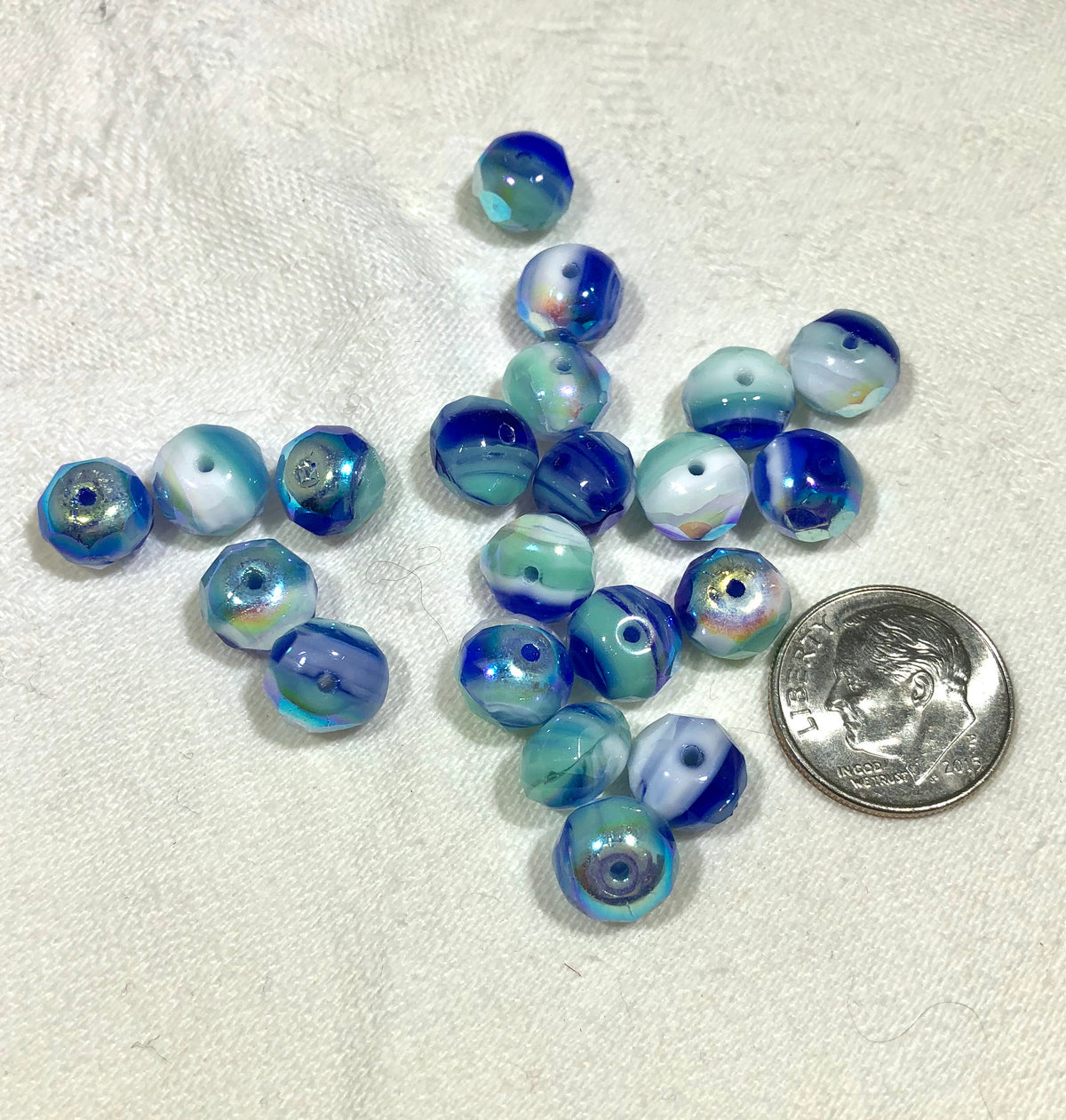 Rondell Blue/Aqua/White/Gold, Czech 8MM