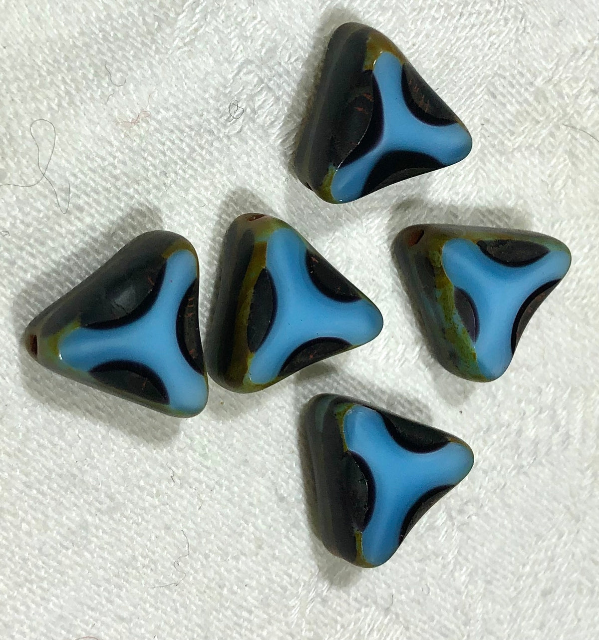 Czech Glass 12MM Triangle Blue/Black/Bronze