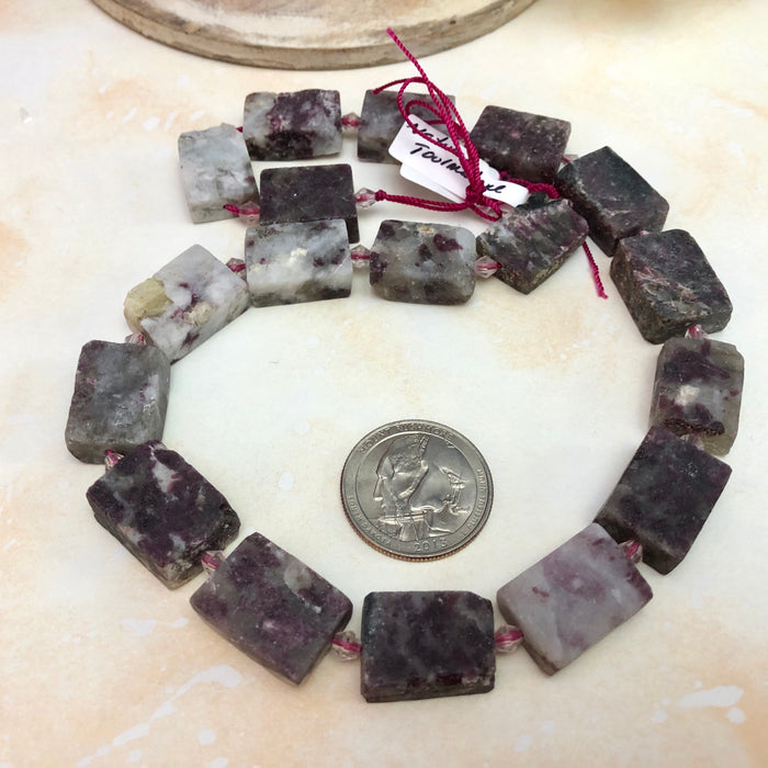 Natural Tourmaline Quartz Beads Strands, Rectangle