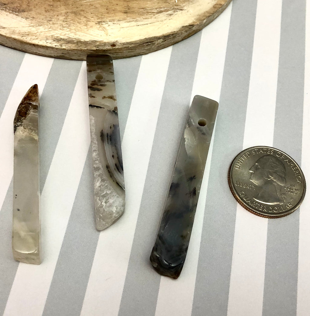 Natural Agate, Long Square Column Beads – Toad Song Jewelry