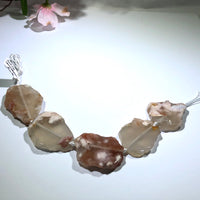 Natural Cherry Blossom Sliced Agate Stones, 40 MM x 30 MM