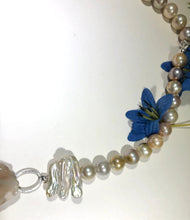 Load image into Gallery viewer, Cherry Blossom Agate and Pastel Freshwater Pearl Necklace in Sterling Silver
