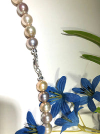 Cherry Blossom Agate and Pastel Freshwater Pearl Necklace in Sterling Silver