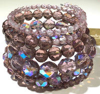 Mauve Czech Glass Memory Wire Bracelet