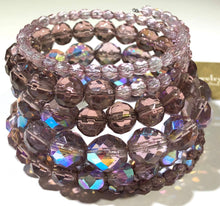 Load image into Gallery viewer, Mauve Czech Glass Memory Wire Bracelet
