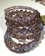 Load image into Gallery viewer, Mauve Czech Glass Memory Wire Bracelet
