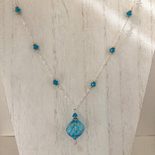 Load image into Gallery viewer, Light Blue and Gold Venetian Mouth Blown Necklace in Sterling Silver
