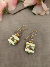 Murano White Wedding Cake Earrings in 14K Gold Fill