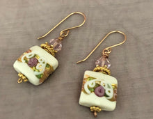 Load image into Gallery viewer, Murano White Wedding Cake Earrings in 14K Gold Fill
