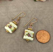 Load image into Gallery viewer, Murano White Wedding Cake Earrings in 14K Gold Fill
