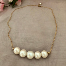 Load image into Gallery viewer, Large White Round Freshwater Pearl Necklace in 14K Gold Fill
