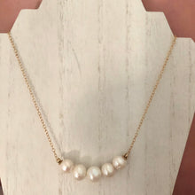 Load image into Gallery viewer, Large White Round Freshwater Pearl Necklace in 14K Gold Fill
