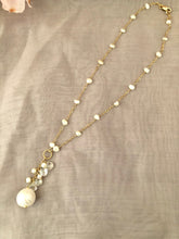 Load image into Gallery viewer, Freshwater Pearl and White Topaz Bridal Necklace in 14K Gold Fill
