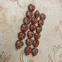 Japanese Cherry Red Glass Heart Beads