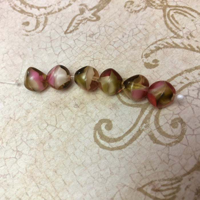 German Glass Irregular Shape Olive Beads