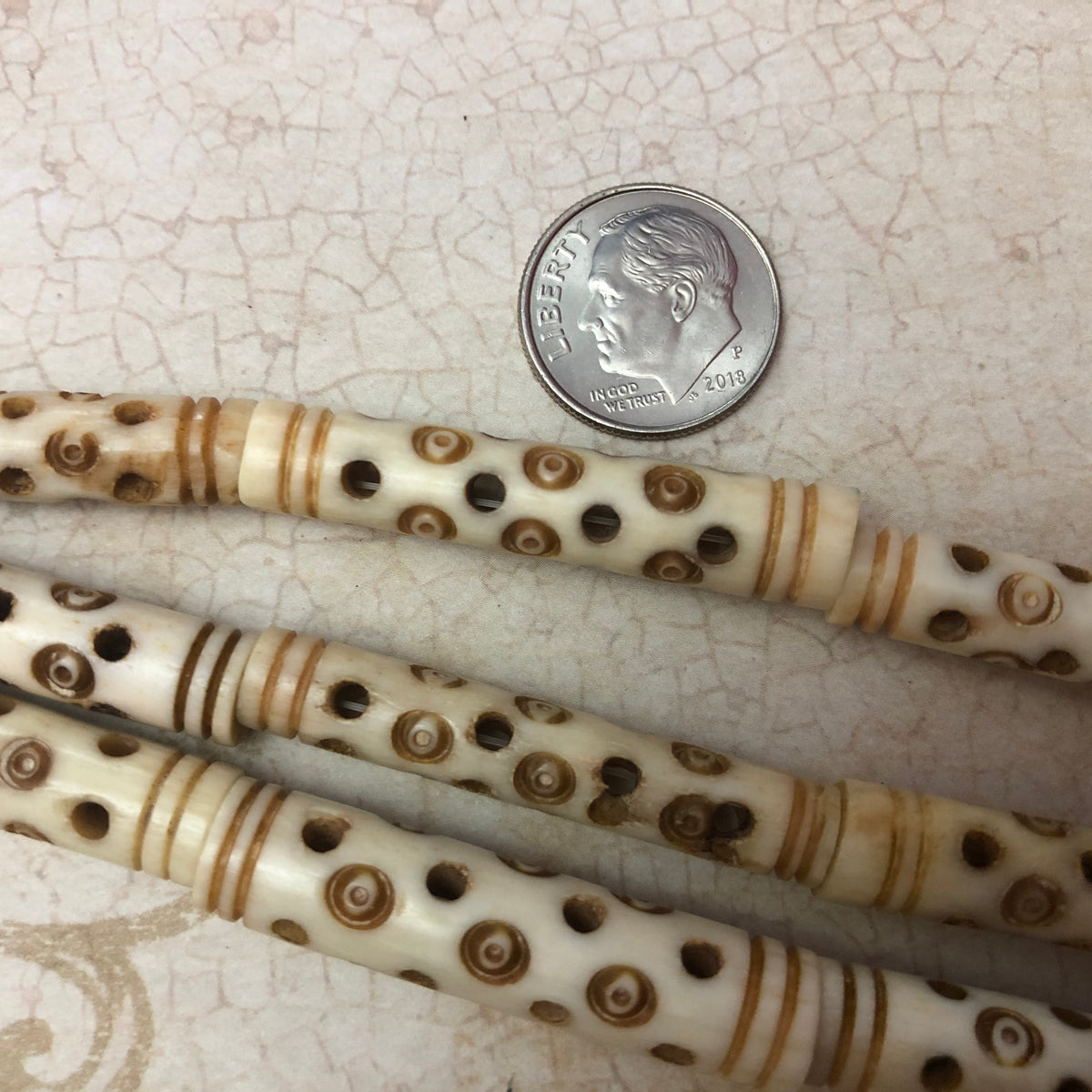 African Trade Beads Made of Bone, Tube Shape