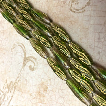 Load image into Gallery viewer, Czech Green and Gold &quot;Corn Cob&quot; Beads
