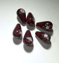 Maroon Lampwork Czech Glass Teardrop