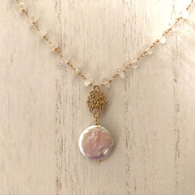 Load image into Gallery viewer, Coin Pearl Necklace in 14K Gold Fill
