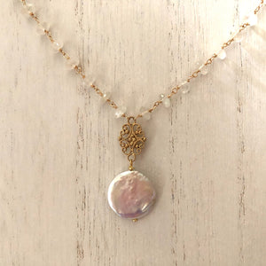 Coin Pearl Necklace in 14K Gold Fill