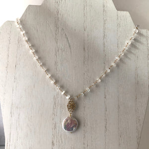 Coin Pearl Necklace in 14K Gold Fill