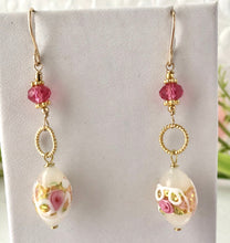 Load image into Gallery viewer, Long Dangle, White Murano Glass Wedding Cake Earrings in 14K Gold Fill
